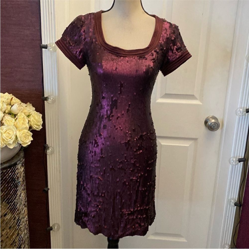 Badgley Mischka Shimmering Purple Mini Dress